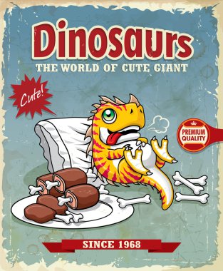 Vintage dinosaur hoş poster tasarımı