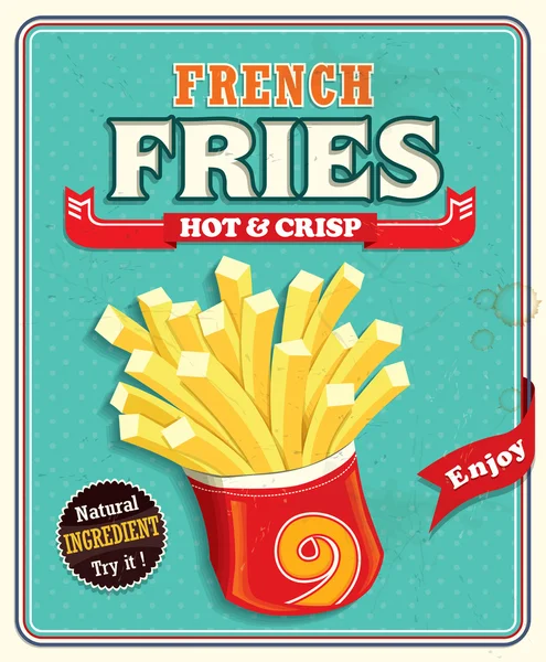 Vintage francês fritas poster design —  Vetores de Stock