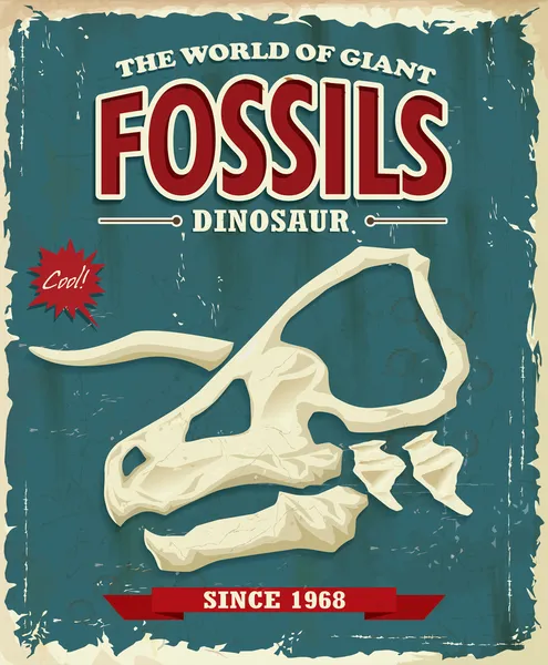 Vintage Dinosaurier Fossilien Plakatentwurf — Stockvektor