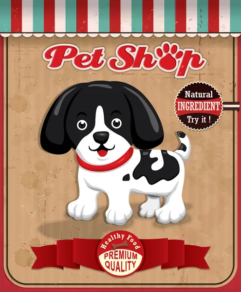 Design de cartaz Vintage Pet Shop —  Vetores de Stock