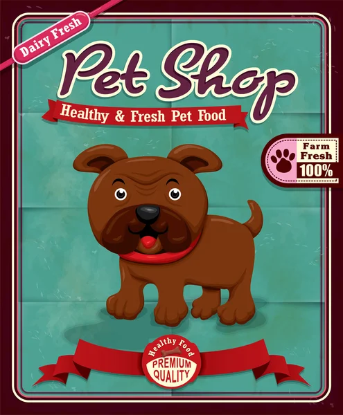 Design de cartaz Vintage Pet Shop —  Vetores de Stock