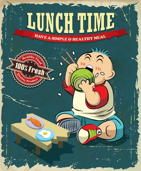 Diseño de póster de hora de almuerzo vintage — Archivo Imágenes Vectoriales