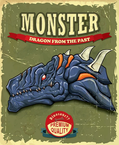 Vintage Monster Dragon Poster Design — Stockvektor