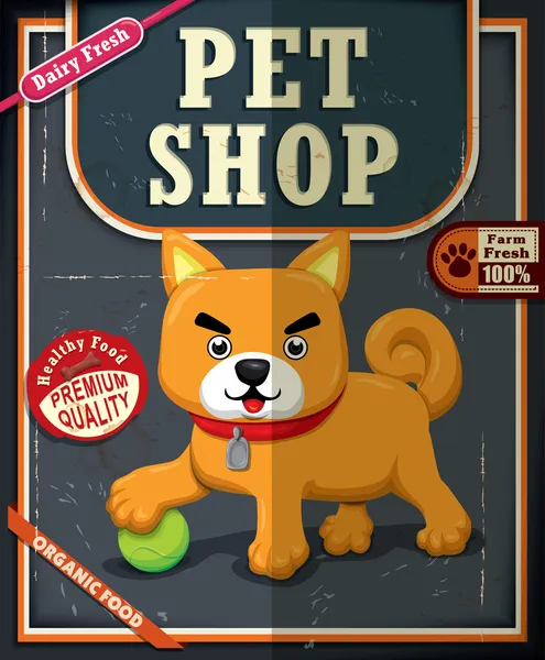 Vintage Pet Shop Poster Set Design — Stockvektor