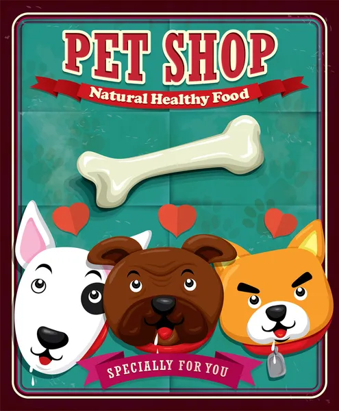 Design de cartaz Vintage Pet Shop —  Vetores de Stock