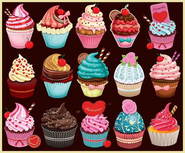 Vintage Cupcake poster set design