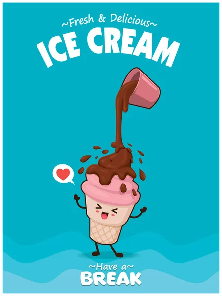 Vintage Dondurma Poster Tasarımı — Stok Vektör