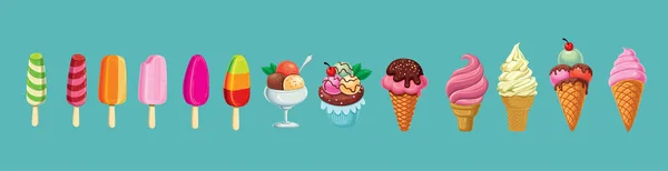 アイスクリームとヴィンテージフードポスター — ストックベクタ
