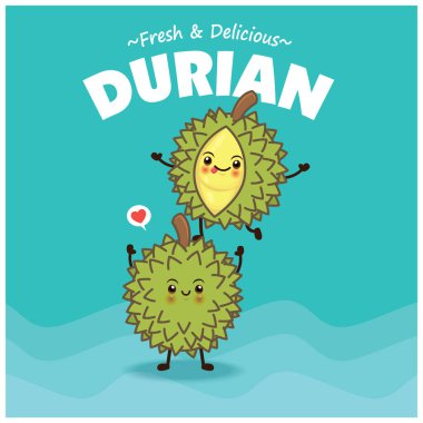 Durian karakterli klasik yemek posteri tasarımı.