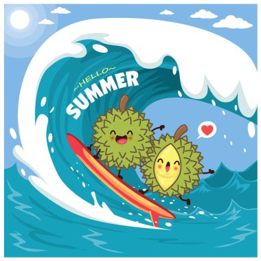 Durian karakterli klasik yemek posteri tasarımı.