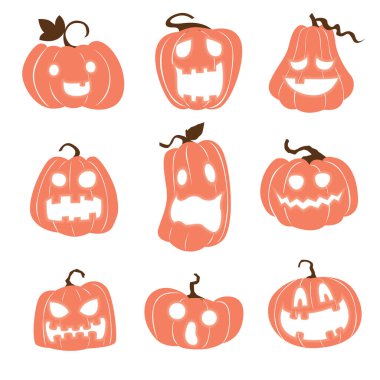 Vektör jack o fener karakter setli klasik Cadılar Bayramı poster tasarımı. 