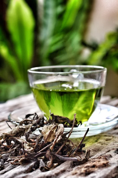 Pohár s zelený čaj — Stock fotografie