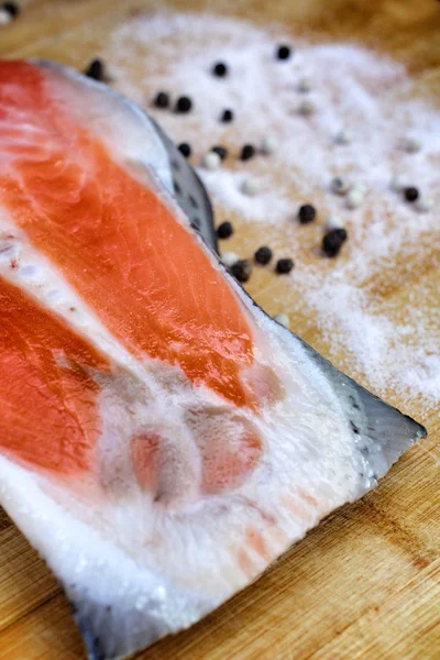 Fresh salmon with spices — Stock Photo, Image