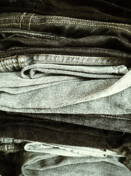 Stack of blue jeans — Stock Photo, Image