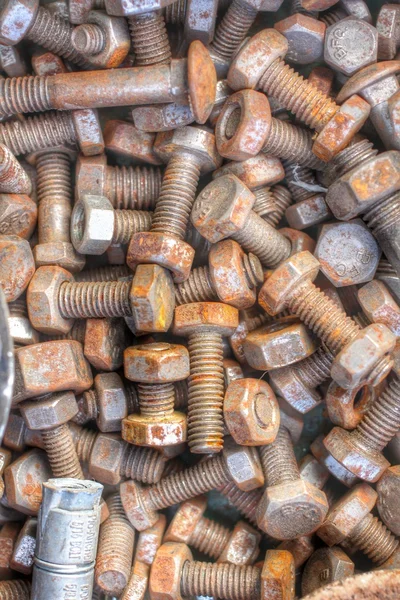 Hexagonal threaded steel bolts — Stock Photo, Image