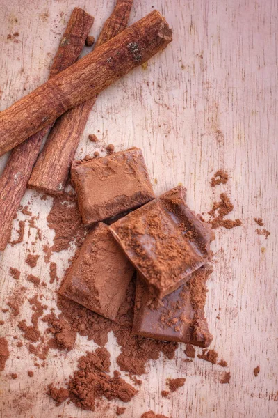 Cocoa and cinnamon sticks — Stock Photo, Image