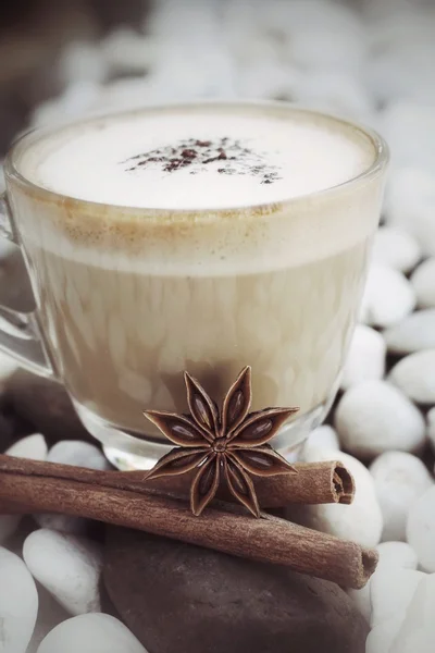 Cup with hot cappuccino — Stock Photo, Image