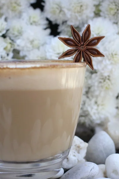 Cup with hot cappuccino — Stock Photo, Image