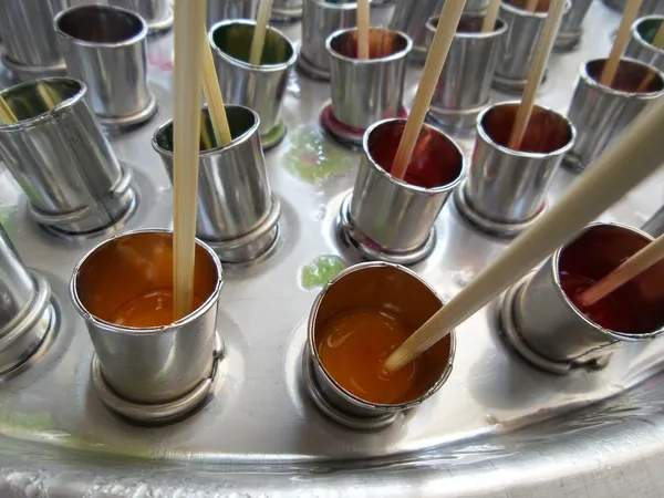 Close up of steel container to fabric ice cream — Stock Photo, Image