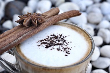 fincan sıcak cappuccino ile