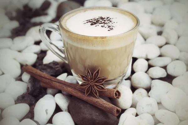 Cup with hot cappuccino — Stock Photo, Image