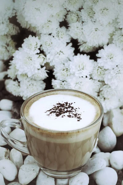 Pohár s horký cappuccino — Stock fotografie