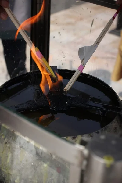 Incense sticks burning and in an altar — Stock Photo, Image