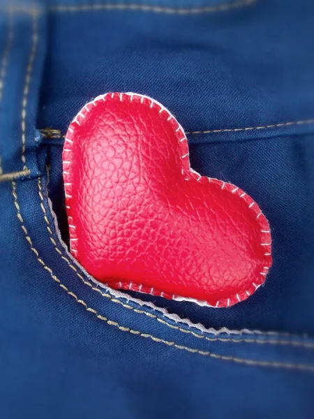 Leather red heart — Stock Photo, Image