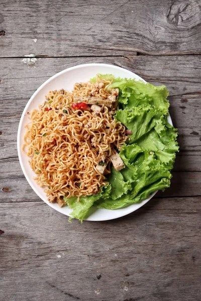 Mie Instan Goreng Pedas Asia Makanan Jalanan — Stok Foto