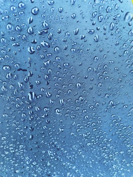 Капли Дождевой Воды Синем Фоне Текстуре — стоковое фото