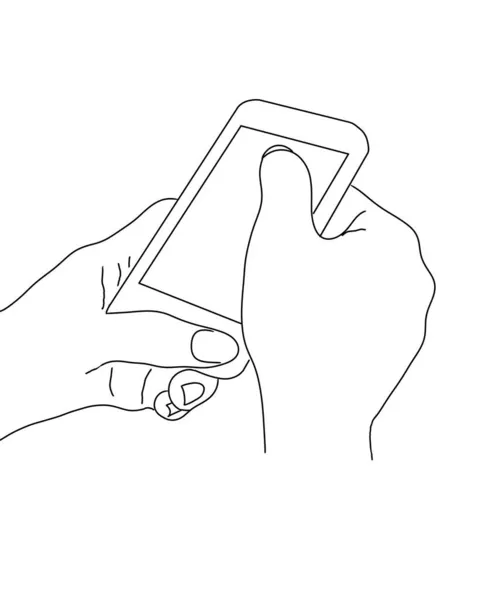 Smart Phone Hand Lijn Kunst Doodle Stijl Illustratie — Stockfoto