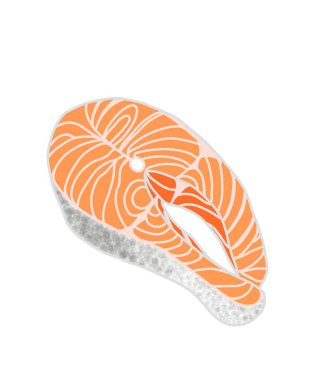 Beyaz arka planda taze çiğ somon bifteğinin gösterimi