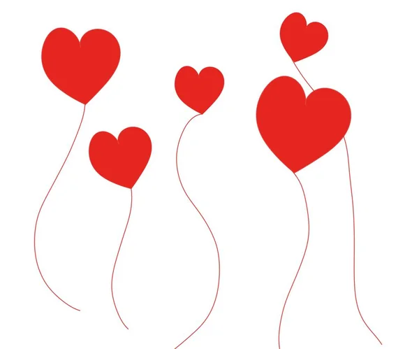 Κόκκινη Καρδιά Μπαλόνι Λευκό Φόντο — Φωτογραφία Αρχείου