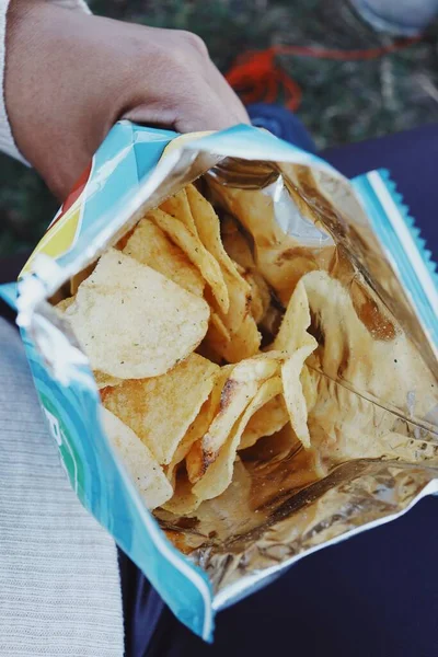 Selfie Potatis Chips — Stockfoto