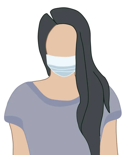 Retrato Mujer Con Máscara Médica Covid Ilustración —  Fotos de Stock