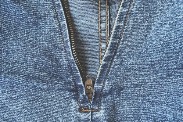 Blauwe Jeans Ritssluiting Achtergrond Textuur Vintage Kleur — Stockfoto