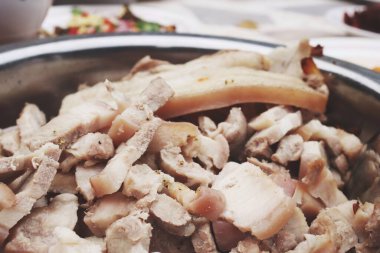 Bossam Kore haşlanmış domuz eti acılı sosu sarar