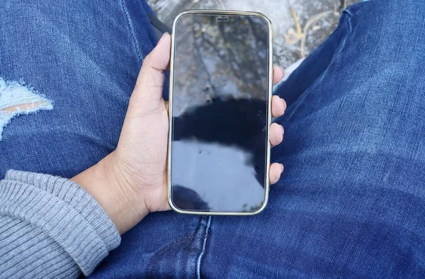 Telefone Inteligente Mão Mulher — Fotografia de Stock