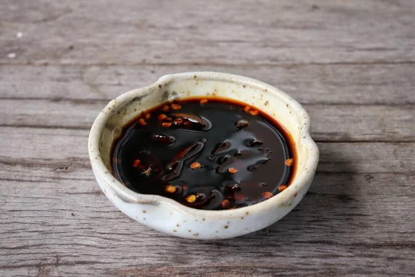 Salsa Soia Nera Peperoncino — Foto Stock