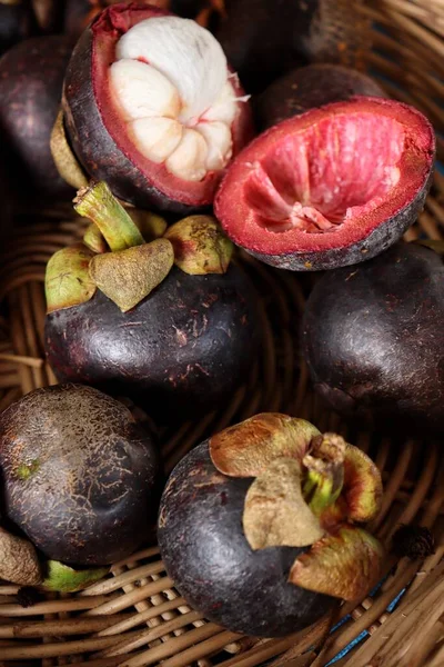 Fresg Mangosteen Owoców Tropikalnych Lato — Zdjęcie stockowe