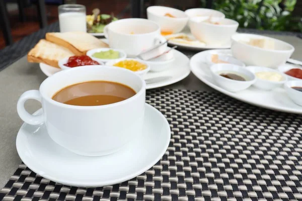 Breakfast Hot Coffee Cup Food — Stock Photo, Image