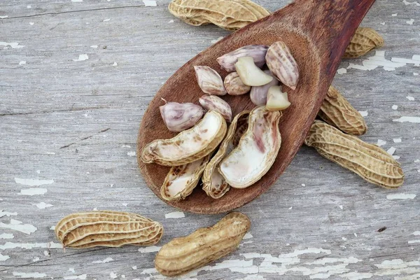 Peanut Old White Wood Background — стоковое фото