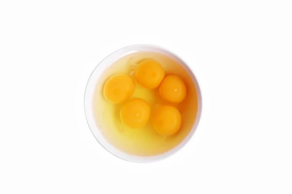 Fresh Eggs Bowl Isolated White Background — Stok Foto