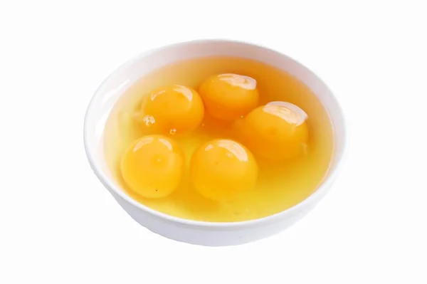 Fresh Eggs Bowl Isolated White Background — Stok Foto