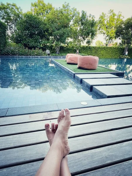 Selfie Foots Swimming Pool — Photo