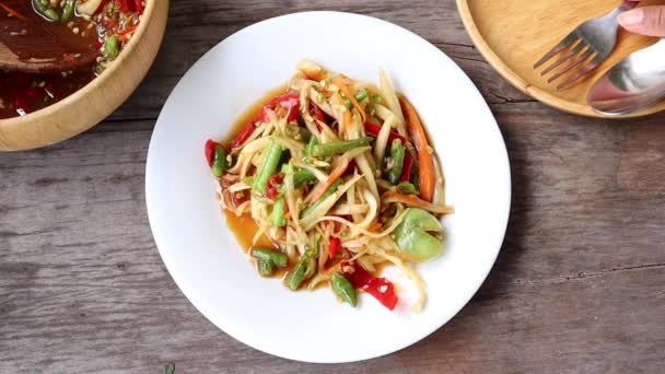 Papaya Salad Thai Food Street Food Royaltyfri Stockfilm