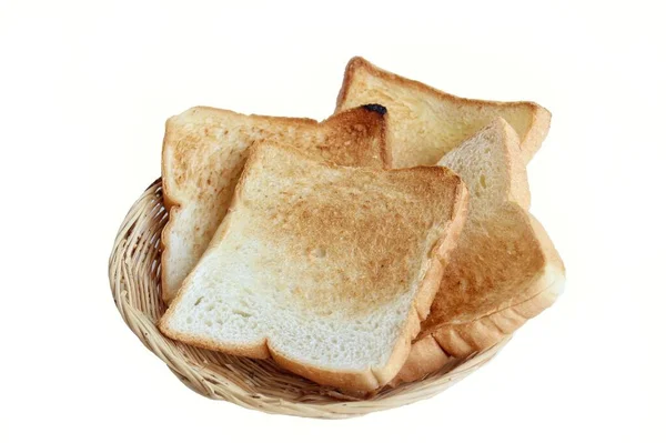 Кусочек Хлеба Белом Фоне — стоковое фото
