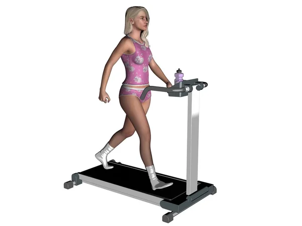 Young woman on treadmill — Stock Photo, Image