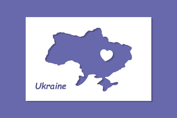 Stencil map of Ukraine on a trendy background in Very Peri color. — стоковий вектор