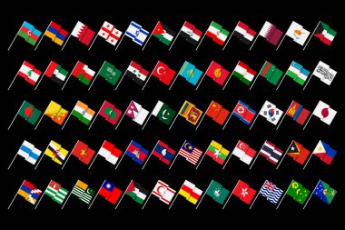 Flags of states and dependent territories of Asia.